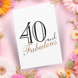 40 und Fabulous Modern Typografy Script Geburtstag Karte