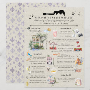 40 und Fabulous   New Orleans Birthday Itinerary Einladung