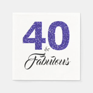 40 und Fabulous Royal Blue Glitzer Birthday Party Serviette
