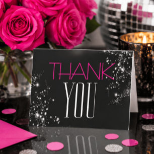 40 und Fabulous Schwarz Pink Glam Funkelnder Gebur Dankeskarte