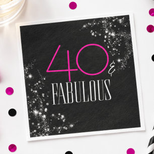40 und Fabulous Schwarzes Rosa Glamour Funkelnder Serviette