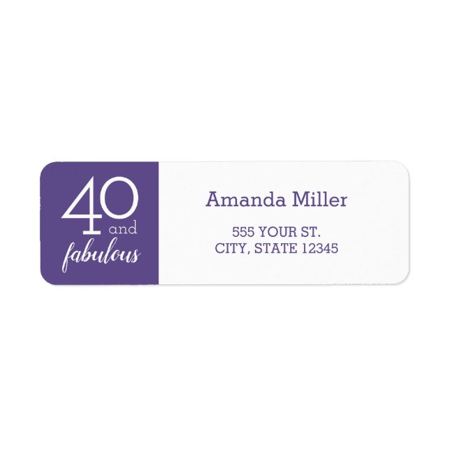 40 und Fabulous Violet und White Address Labels (Vorne)