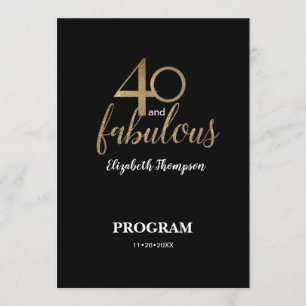 40 und fantastisch 40. Geburtstag Gold Glitter Sch Programm