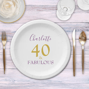 40 und fantastisch Chic Elegant 40. Geburtstag Pappteller