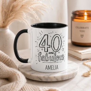40 und fantastisch Doodle Alles Gute zum Geburtsta Tasse