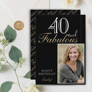 40 und Fantastisch Elegant Schwarzes Happy Birthda Karte