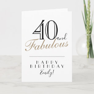 40 und Fantastisch Elegante Typografie 40. Geburts Karte