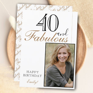 40 und Fantastisch Elegantes Happy Birthday Foto Karte