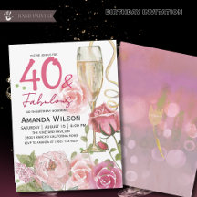 40 und Fantastisch Florale Champagner-Geburtstags-