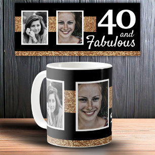 40 und fantastisch Gold Glitter 2 Foto 40. Geburts Kaffeetasse
