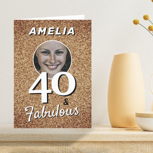 40 und fantastisch goldener Glitter-Foto-40. Gebur Karte