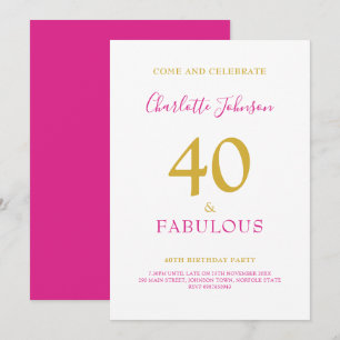 40 und Fantastisch Minimalistischer 40. Geburtstag Einladung