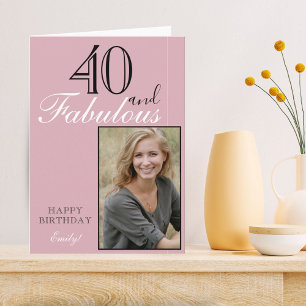 40 und Fantastisch Moderne Elegante Pinke Geburtst Karte