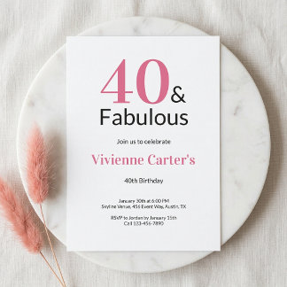 40 und Fantastisch Pinke 40. Geburtstagsfeier Einladung