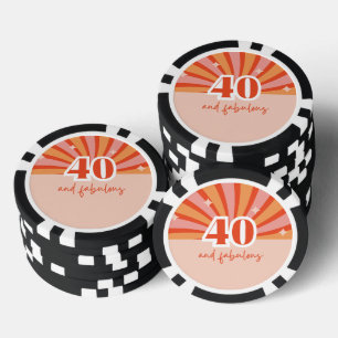 "40 und fantastisch", retro helles Pfirsich Pokerchips