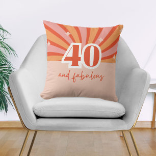"40 und fantastisch", Retro-Pfirsich-Geburtstag Kissen