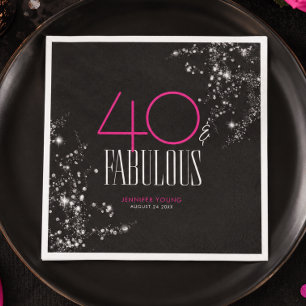 40 und fantastisch Schwarzer Rosa Glamour Funkelnd Serviette