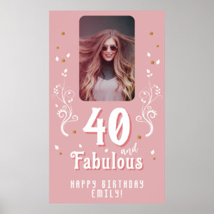 40 und fantastisches Laub Pink Foto 40. Geburtstag Poster