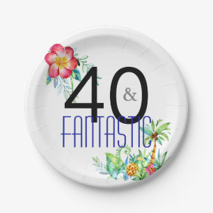 40 und fantastisches tropisches 40. pappteller