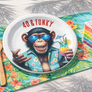 40 und funky Sommeraffe 40. Geburtstag Pappteller