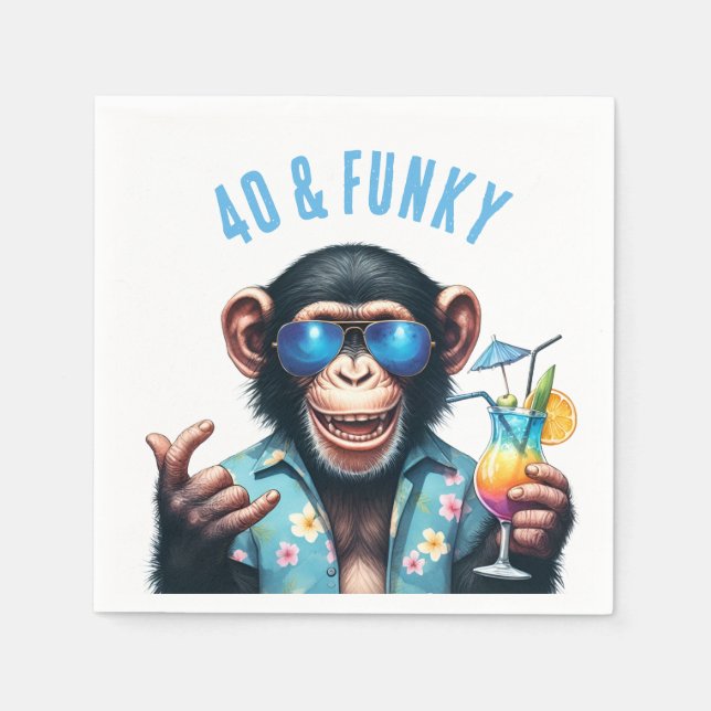 40 und funky Summer Monkey 40. Geburtstag Serviette (Vorderseite)