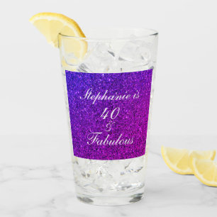 40 und üppiger Geburtstag Glitzer Pink Lila Ombre Glas