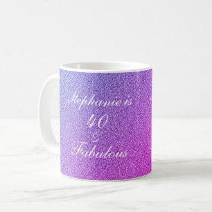 40 und üppiger Geburtstag Pink Blush Ombre Glitze Kaffeetasse