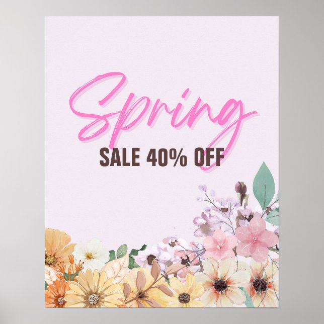 40% Verkaufszeichen, Frühlingsverkauf Werbeaktion, Poster (Vorne)