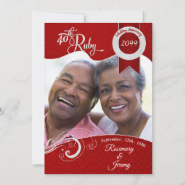 40. Vibrant Ruby Red Damask Benutzerdefiniertes Fo Einladung