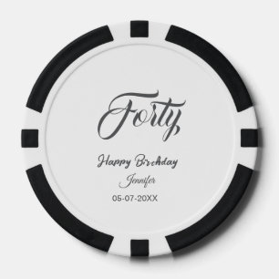 40. vierzigster BuchstabeGeburtstag Name Datum Jah Pokerchips