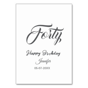 40. vierzigster BuchstabeGeburtstag Name Datum Jah Tischnummer