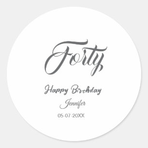 40. vierzigster Geburtstag Buchstabe Name Datum Ja Runder Aufkleber