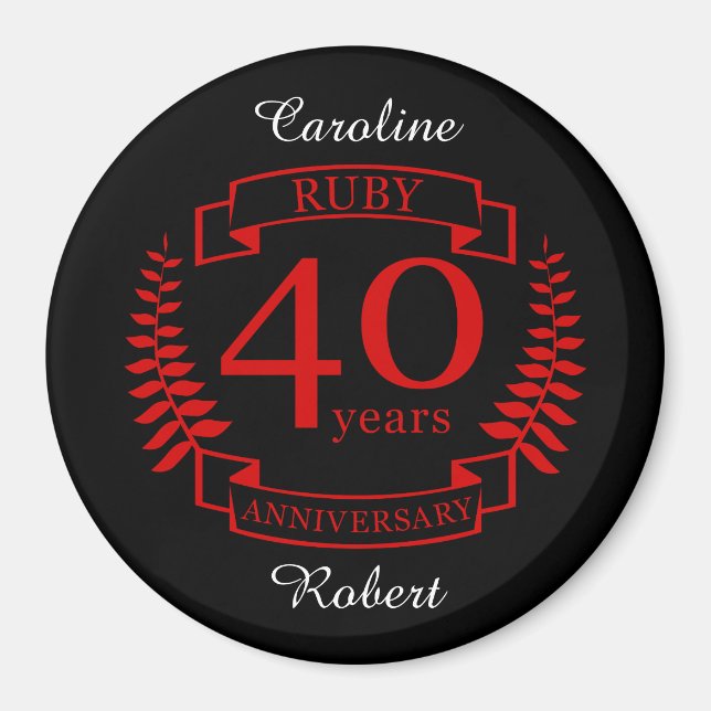 40. Wedding ANNIVERSARY RUBY Magnet (Vorne)