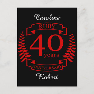 40. Wedding ANNIVERSARY RUBY Postkarte