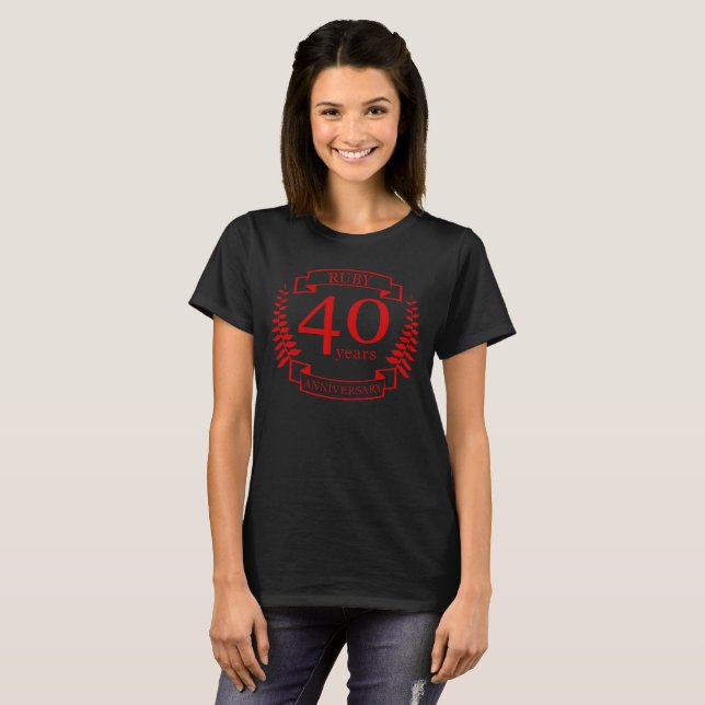 40. Wedding ANNIVERSARY RUBY T-Shirt (Vorne ganz)