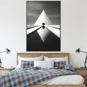 40" x 60" Abstrakt Schwarz & Weiß 3D Rendering Leinwanddruck