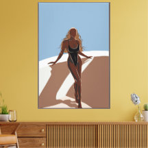 40" x 60" Bikini Illustration Wrapped Canvas
