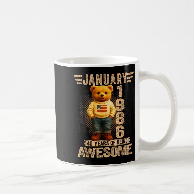 40 Year Old January 1986 Teddy Bear 40th Birthday  Kaffeetasse (Rechts)