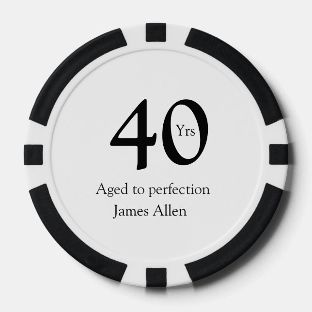 40 years aged to perfection birthday name simple  pokerchips (Vorderseite)