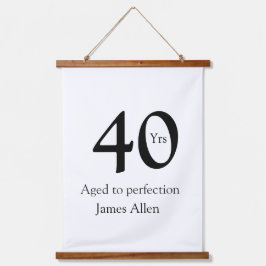 40 years aged to perfection birthday name simple  wandteppich mit holzrahmen