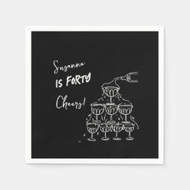 40 years Birthday Champagne tower funky Serviette