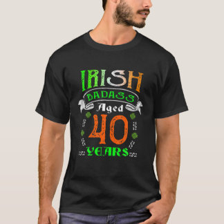 40 Years Old Irish Birthday Gifts Ireland Flag Pat T-Shirt