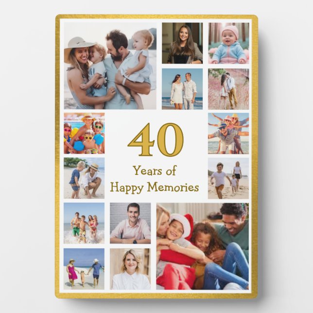 40 years (or any age) of happy memories birthday fotoplatte (Vorderseite)