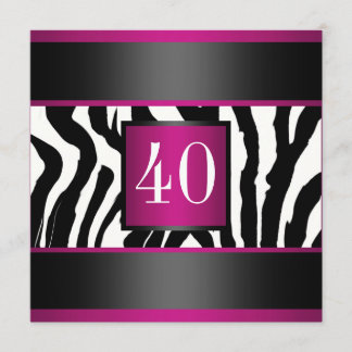 40. Zebra-Geburtstags-Party Einladung