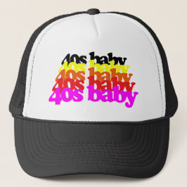 40s Baby Retro Colorful Typography 40th Birthday Truckerkappe