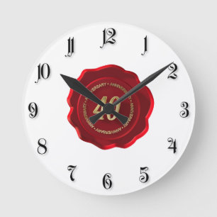 40th anniversary red wax seal runde wanduhr