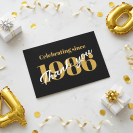 40th Birthday 1986 Retro Black And Gold Dankeskarte
