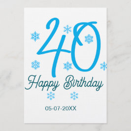 40th birthday add name date year blue template einladung