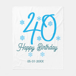 40th birthday add name date year blue template fleecedecke