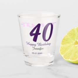 40th birthday add name date year purple floral pin schnapsglas